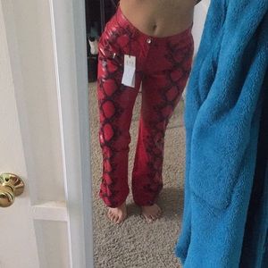 Snake print fit and flair pants